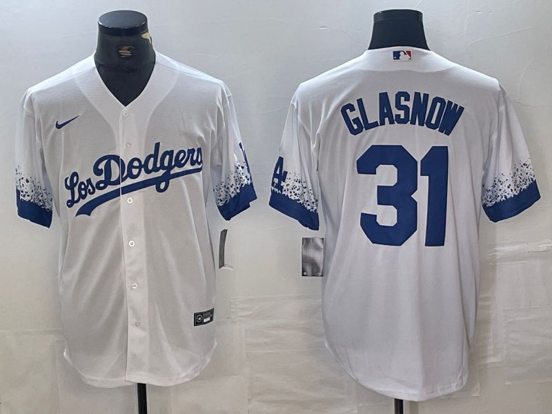 Men Los Angeles Dodgers 31 Glasnow White City Edition 2024 Nike Game MLB Jersey style 1